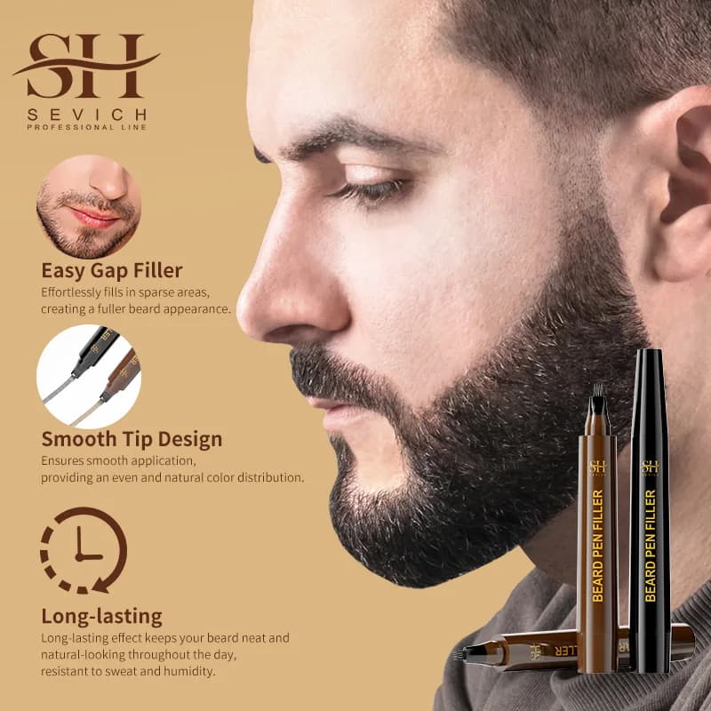 Waterproof Beard Pen Beard  Filler Pencil And Brush Beard Enhancer  Lasting Repair Moustache Coloring Shaping Tools Hair Pencil - 4