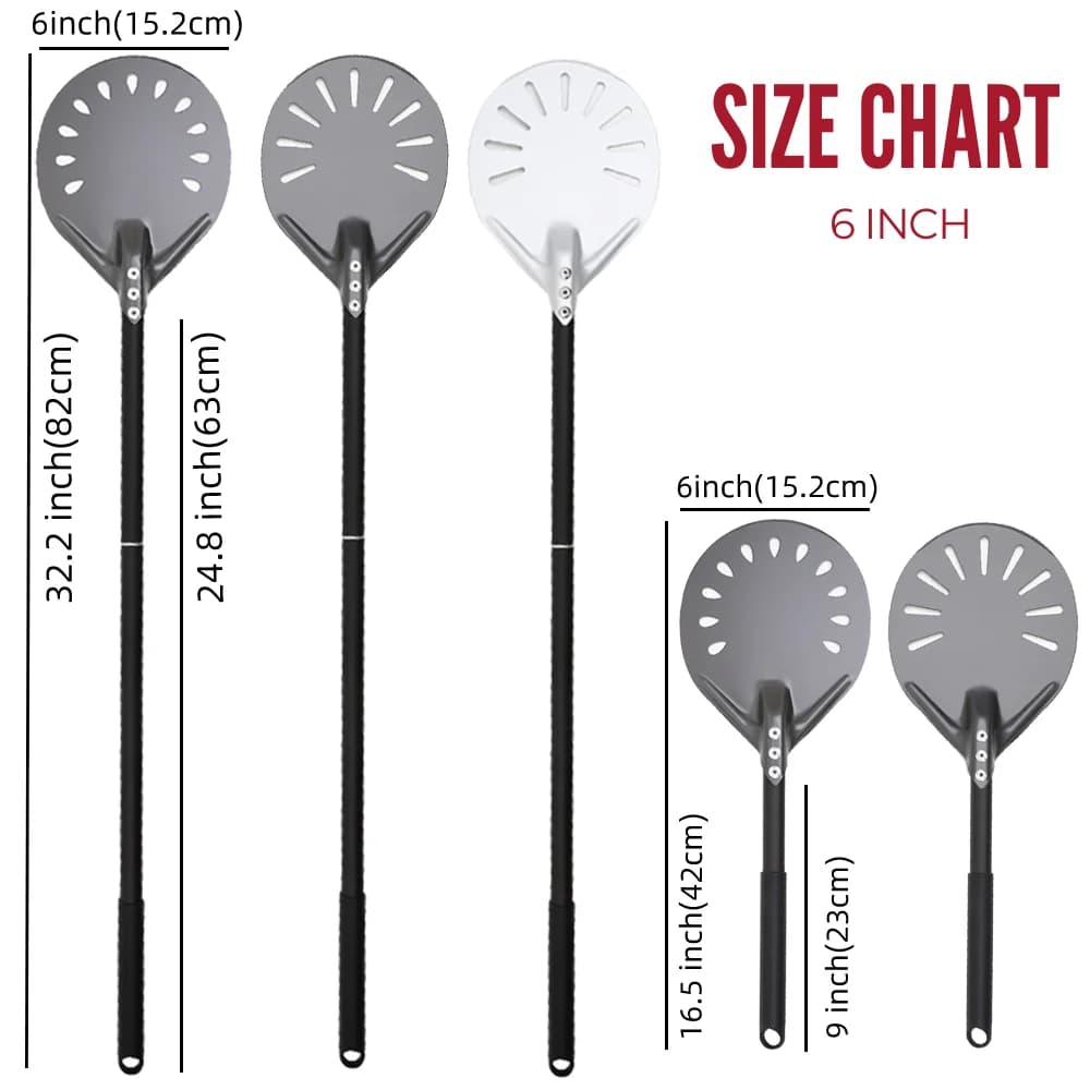 6 & 12 13 14 بوصة الألومنيوم البيتزا قشر الخبز مجداف فرن البيتزا تحول قشر الصلب بأكسيد البيتزا الخبز المطبخ أداة ملعقة - 5