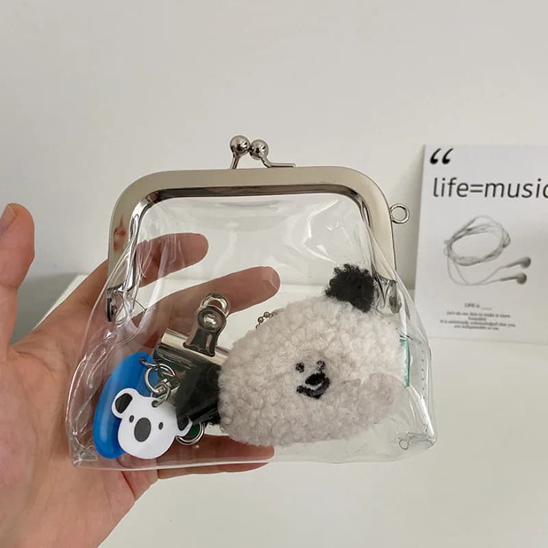 محفظة نقود معدنية شفافة من مادة PVC مع مشبك للفم، حقيبة مكياج صغيرة محمولة، حقيبة سماعة الرأس، منظم مستحضرات التجميل للسفر للرجال والنساء - 5