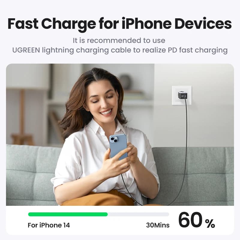 شاحن UGREEN 65 واط GaN شحن سريع 4.0 3.0 Type C PD شاحن هاتف سريع USB لجهاز Macbook Pro Laptop iPhone 17 15 15 Pro - 4
