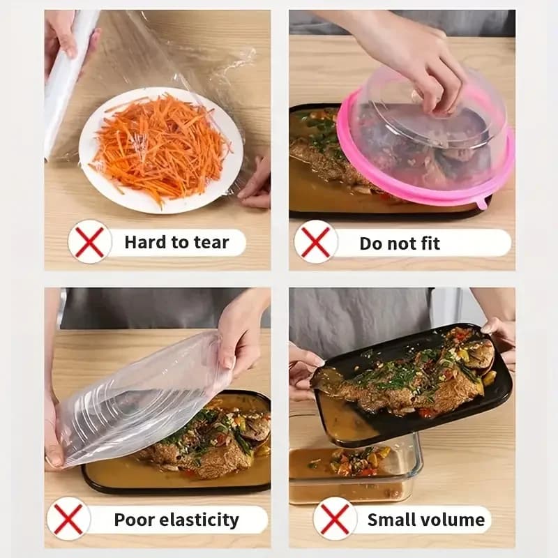 100pcs Disposable Food Cover Saran Wrap Bowel Cover Food Grade Fresh-keeping Plastic Bag Kitchen Storage Accessories - 4