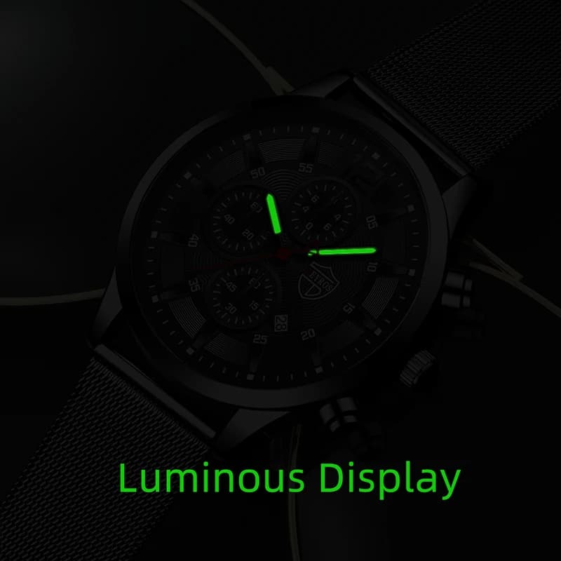 ساعة كوارتز بسيطة وأنيقة للرجال من DEYROS، حزام شبكي من الفولاذ المقاوم للصدأ، ريلوج هومبر - 3