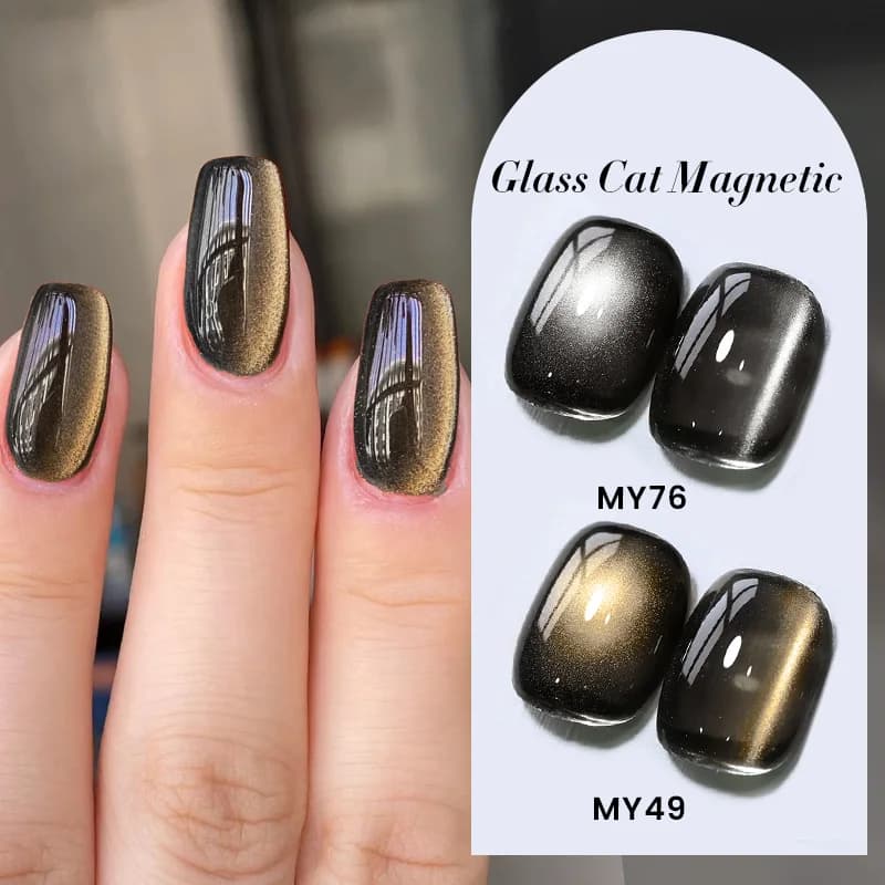 BORN PRETTY 10ml Black Glass Cat Magnetic Gel Nail Polish Punk Style Nail Art Manicure Varnis Semi Permanent Gel for Winter Nail - 2