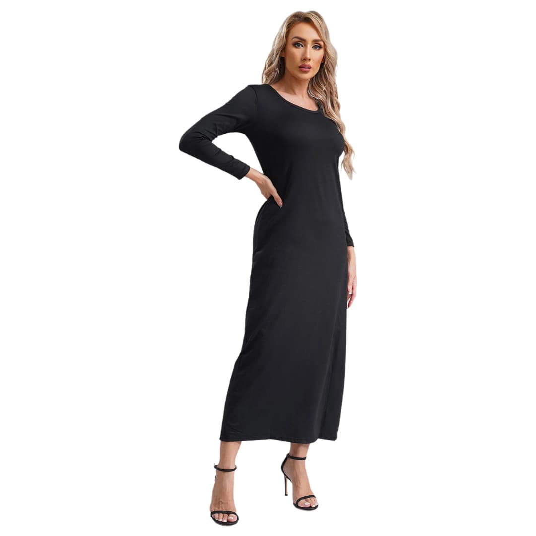 عبايات نسائية فستان عربي إسلامي بأكمام طويلة فستان صلاة مسلم قفطان دبي فساتين طويلة فضفاضة فستان ماكسي طويل أساسي قفطان دبي - 4