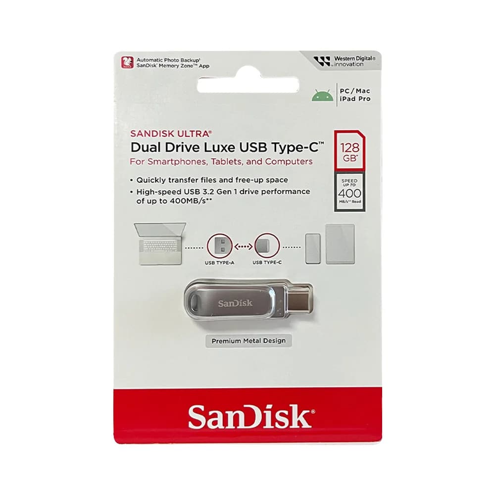 SanDisk SDDDC4 Ultra Dual Drive Luxe USB 3.2 Flash Drive 64GB Type C 128GB 256GB 512GB Metal Type A OTG 2-in-1 flash Flash Drive - 3
