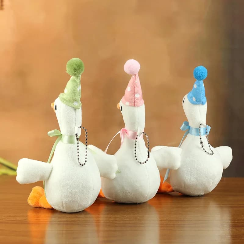 20cm Cute Fluffy Big White Goose Pendant Plush Stuffed Animal Key Chain Bag Car Accessory Gift For Friend Christmas Pendant - 3