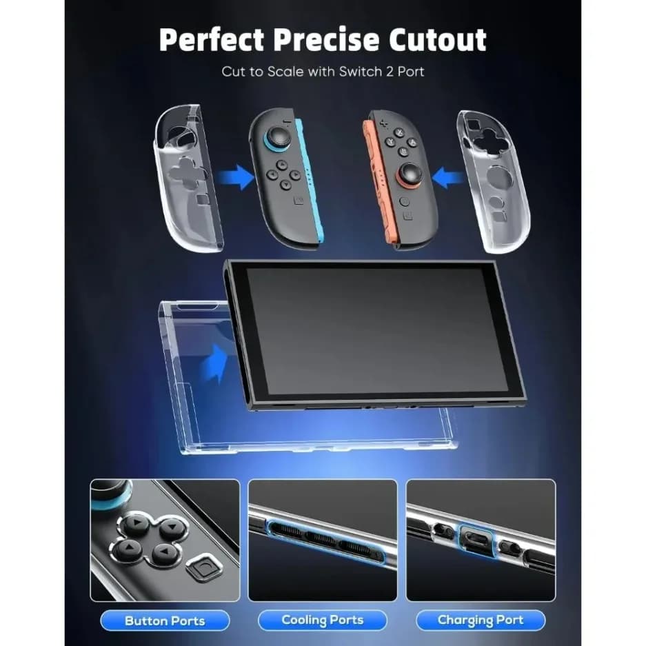 حافظة صلبة شفافة لجهاز NS Switch 2 Joycon تحكم سبليت الغطاء الواقي الجلد شل حامي للتبديل 2 الملحقات - 6