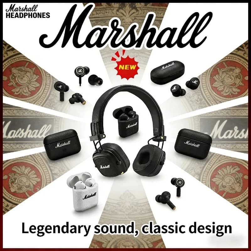 Marshall MAJOR V Wireless Headphones Original Bluetooth 5.0 80H Battery Active Noise Cancelling Foldable Over-Ear with Mic HOT - 6