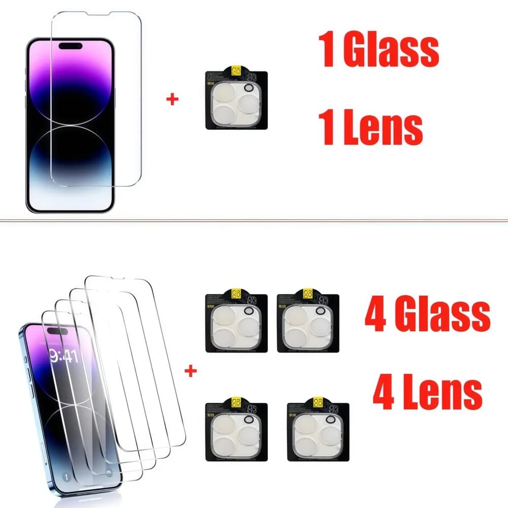 1~4Pcs Screen Protector For iPhone 17 16 15 14 Pro Max Tempered Glass iPhone 11 12 13 Mini Glass For iPhone 17 Pro Camera Film - 2