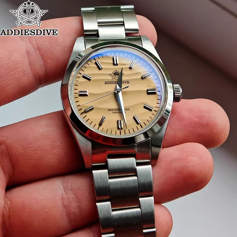 ADDIESDIVE Hot Sale Quartz Watch Simple 10Bar Steel Dive Wristwatch Bubble Mirror Pot Cover Glass Sports 36mm Men Watches AD2030