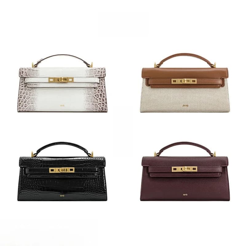 حقيبة يد JWPEI صغيرة مربعة، قفل مشبك تمساح، كروسبودي جلدية للنساء