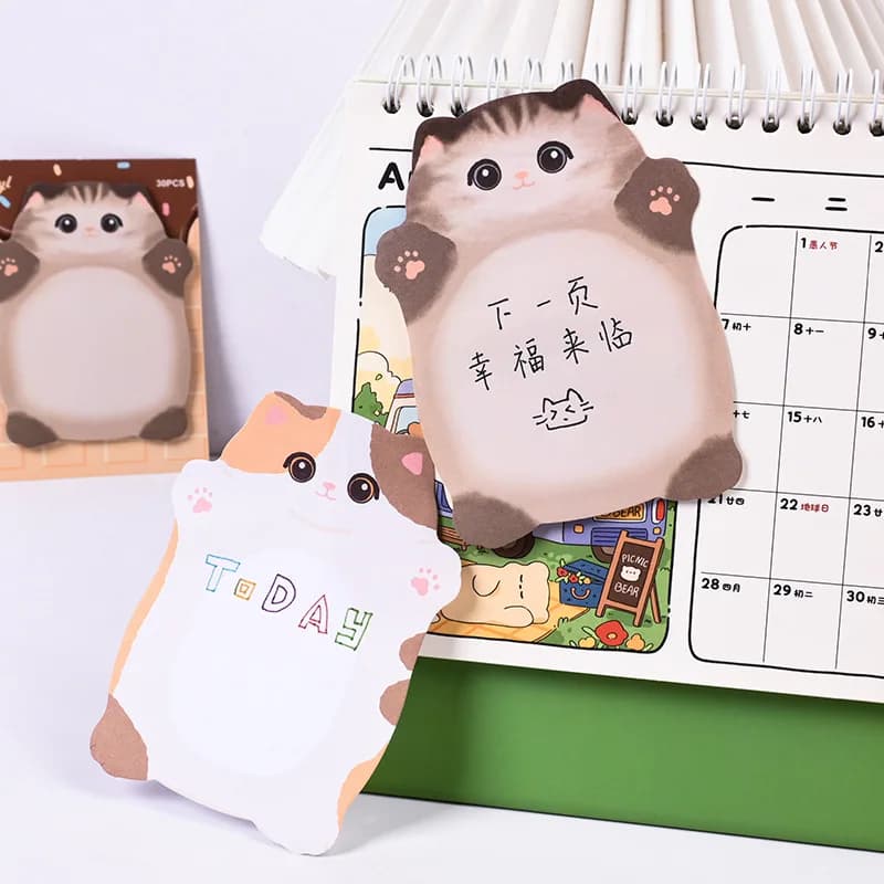 30 sheets Cat Sticky Notes for Students High-looking Memo Notes Sticky Tearable Note Pad Notepad Prizes Cute Stationary Supplies - 2