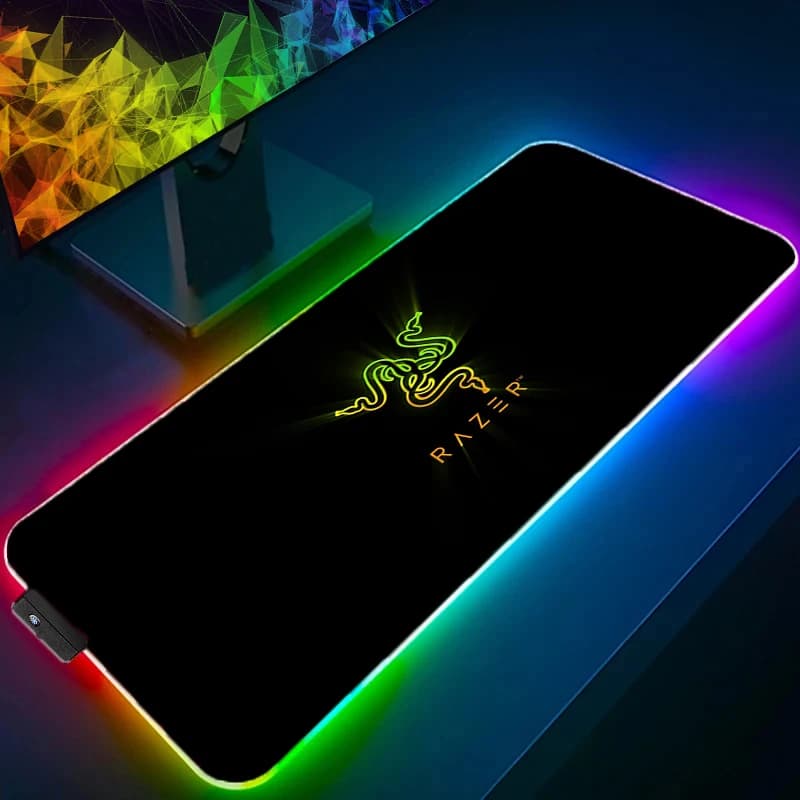رازر لوحة ماوس بإضاءة RGB LED، حصيرة مكتبية مطاطية غير قابلة للانزلاق، لوحة ممتدة، إكسسوارات كمبيوتر، لوحة ماوس لابتوب، لوحة مفاتيح، حصيرة ألعاب كبيرة بدقة HD - 3