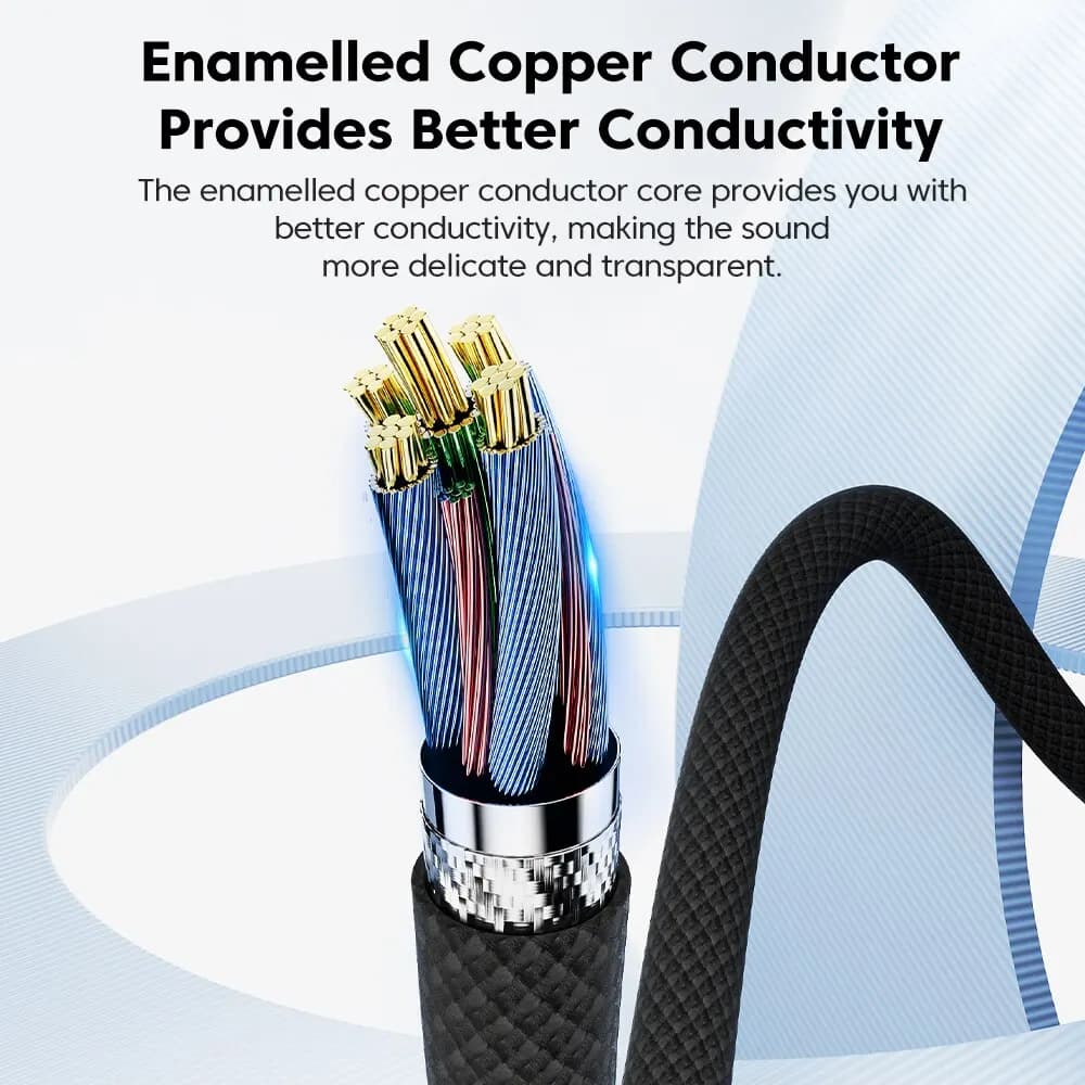 محول سماعات رأس من النايلون المتين نوع C، كابل مساعد 3.5 ملم مطلي بالذهب للسيارة/الموسيقى/الألعاب (بدون تأخير، ميكروفون وتحكم في الصوت) - 5