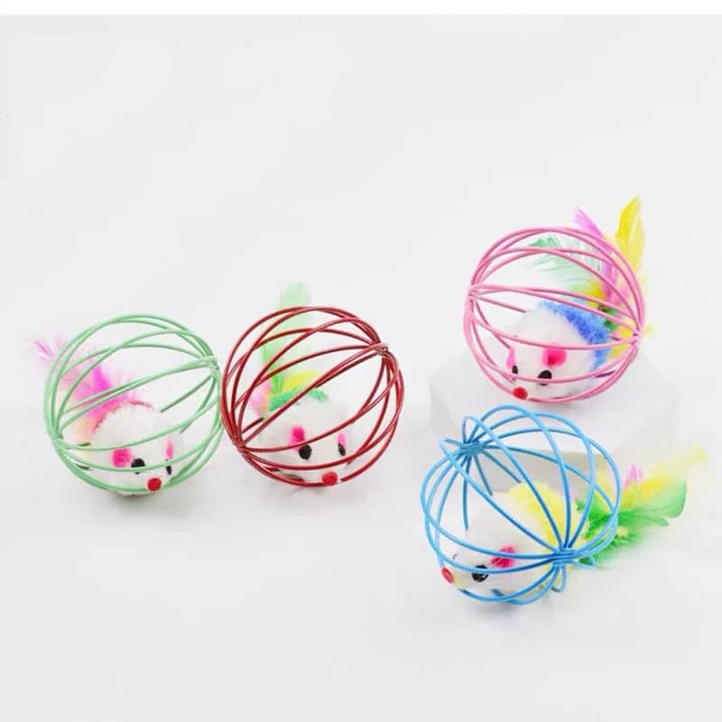 لعبة فأر ملون شهيرة داخل قفص مع رمل لعبة مطاردة تفاعلية للقطط - 2