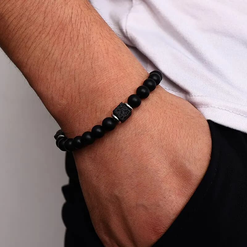1pc New Magnetic Bracelets Men Nature Stone Bead Couple Bracelets for Women Health Care Help Weight Loss Jewelry2 Colors - 5