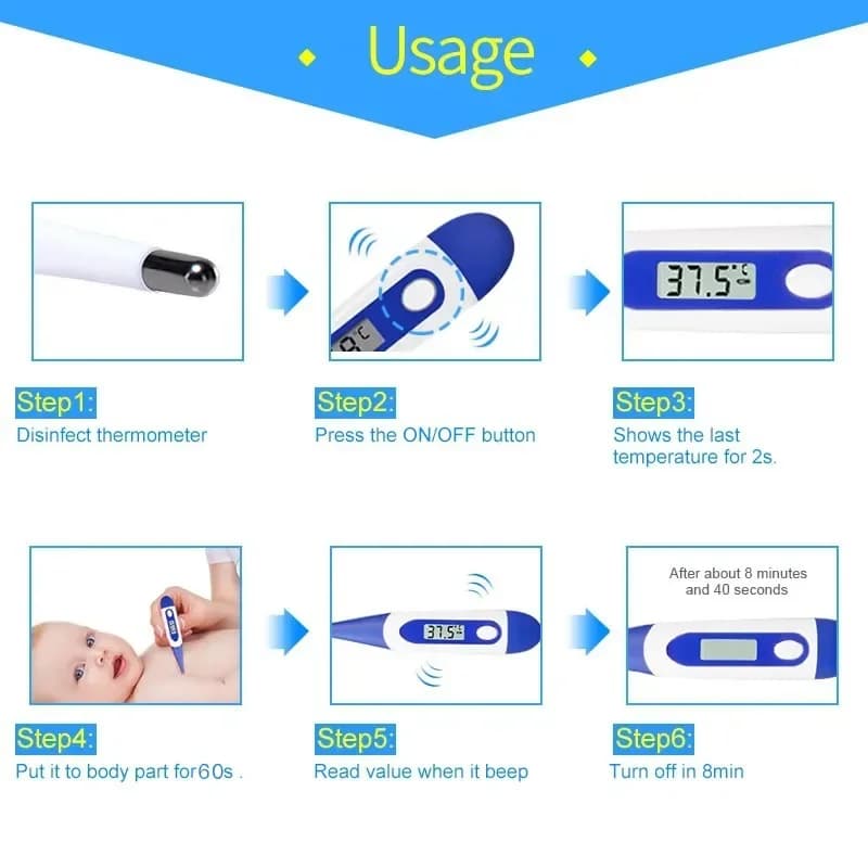 Medical Household Thermometer Baby Adult Medical Ear Thermometer Digital Thermometer Fever Oral Type Home Using Fast Reading - 6