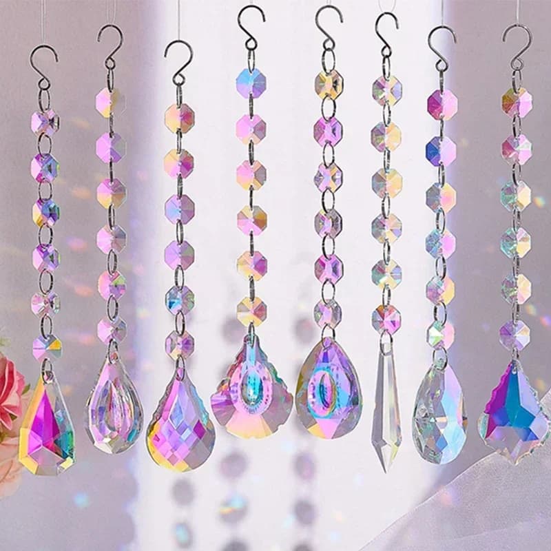 1PCs Crystal Suncatcher AB Color Rainbow Chaser Curtain Pendant Sun Catcher Glass Prism Outdoor Window Home Garden Decor