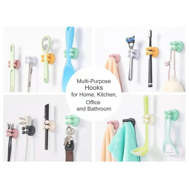 6/1pcs Punch Free Silicone Hook for Bathroom Razor Holder Storage Hook Wall Shaving Shaver Shelf Toothbrush Holders Organization - 3