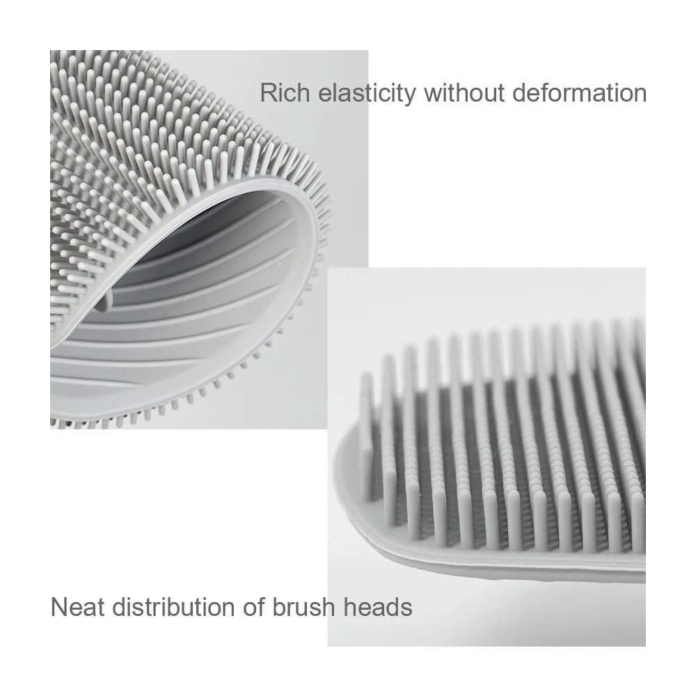 Exfoliating Silicone Brush Cleanser No Slip Handle Body Scrubber Cleans and Massages Skin Bathroom Accessories Bath Brush - 4