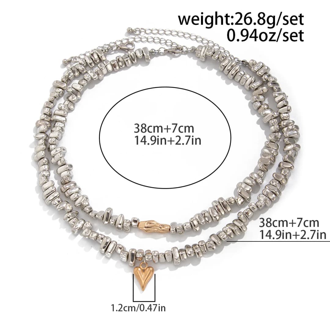 قلادة على شكل قلب بسيطة رترو 2025 متعددة الطبقات حلوة إبداعية غير منتظمة على شكل خيط أسلوب فتاة موضة مجوهرات عيد ميلاد - 2