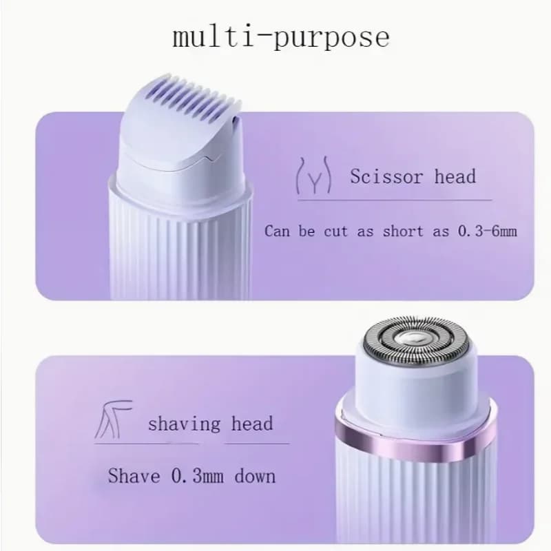 Electric Shaver for Women Waterproof Wet & Dry Hair Razors 2 in 1 Double Head Dual Bikini Hair Trimmer Detachable Head Shaver - 5