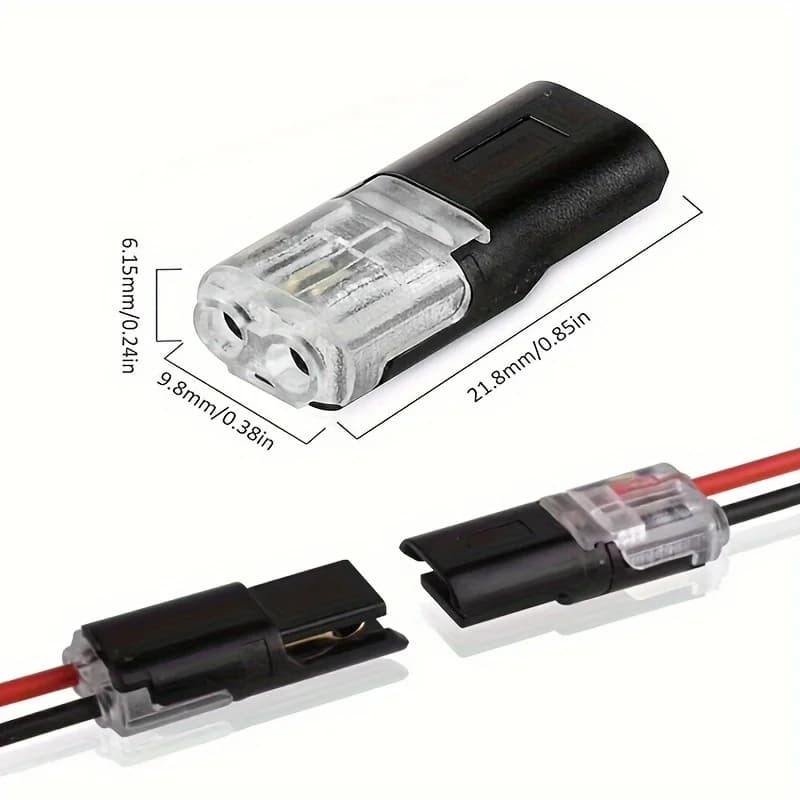 20/40/60/100 Pcs Double-Wire Plug-in Connector with Locking Buckle-Pluggable LED Wire Connectors 2 Way Electrical Wire Connector - 2