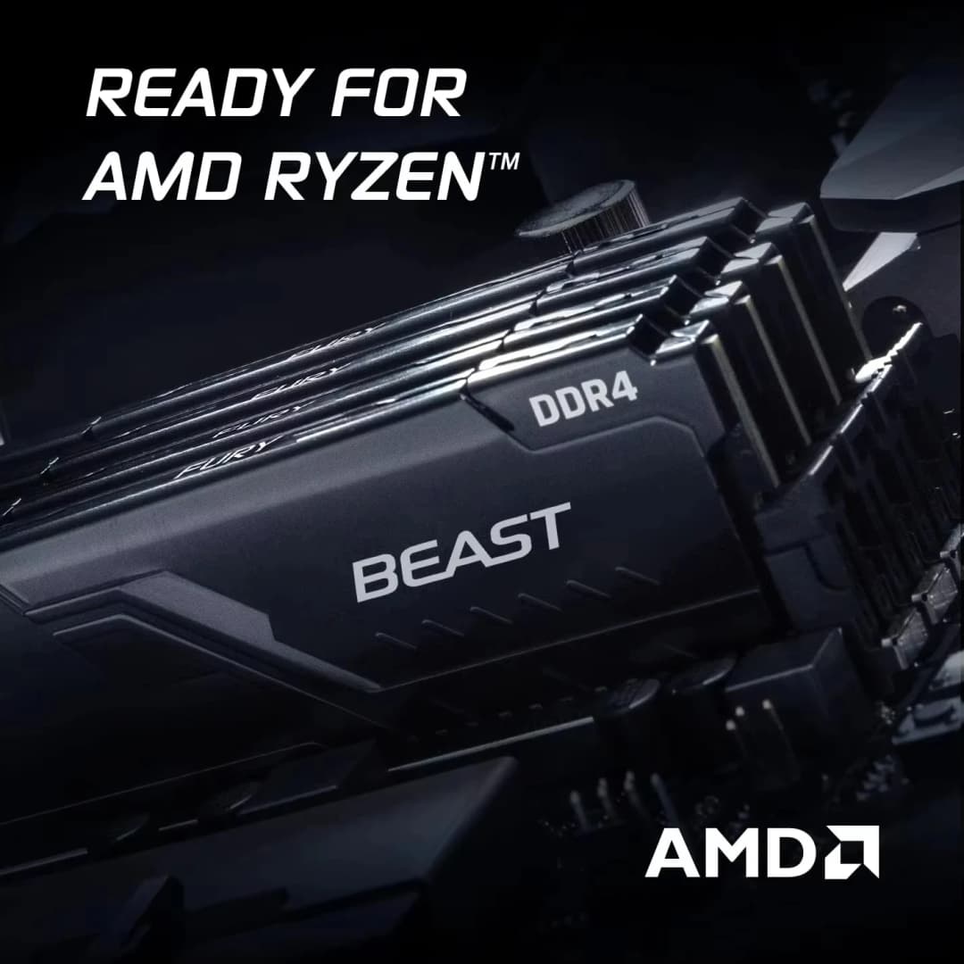 Kingston FURY Beast DDR4 RAM 8GB 16GB 32GB 2400/2666/3200/3600MHz 288Pin 1.2V Desktop PC4 Memory Module - 4