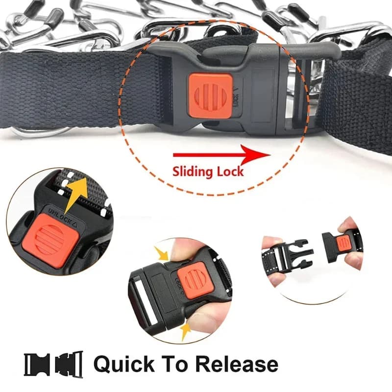 طوق تدريب للكلاب مع مشبك تحرير سريع وغطاء نايلون طوق مسنن للكلاب - 5