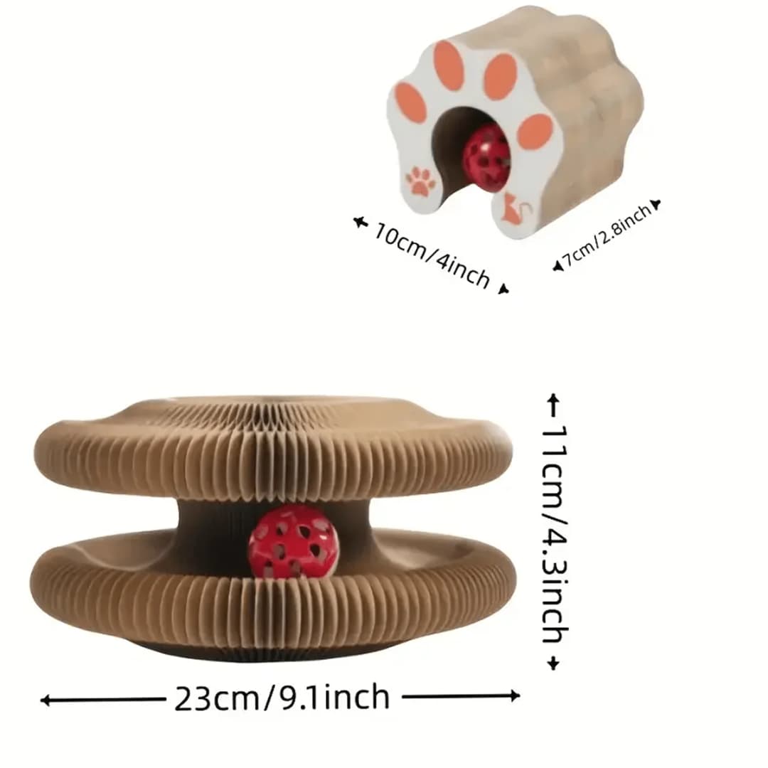 أداة خدش القطط القابلة للطي مع الجرس والنعناع البري - لعبة من الورق المقوى متعددة المستويات للقطط، مبراة مخالب متينة - 2
