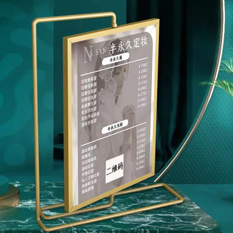 152x203mm 8 Inch Rotating Menu Paper Sign Holder Display Stand Valentine's Day Wedding Gift Shelf Metal Photo Picture Frame