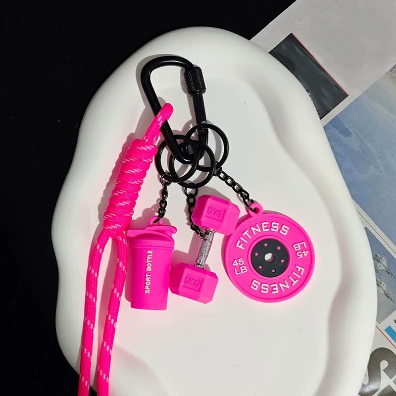 سلسلة مفاتيح للياقة البدنية، هدية مميزة لعشاق الرياضة، ملحقات لأكياس التمرين وزجاجات المياه، مع مشبك على شكل حرف D - 5