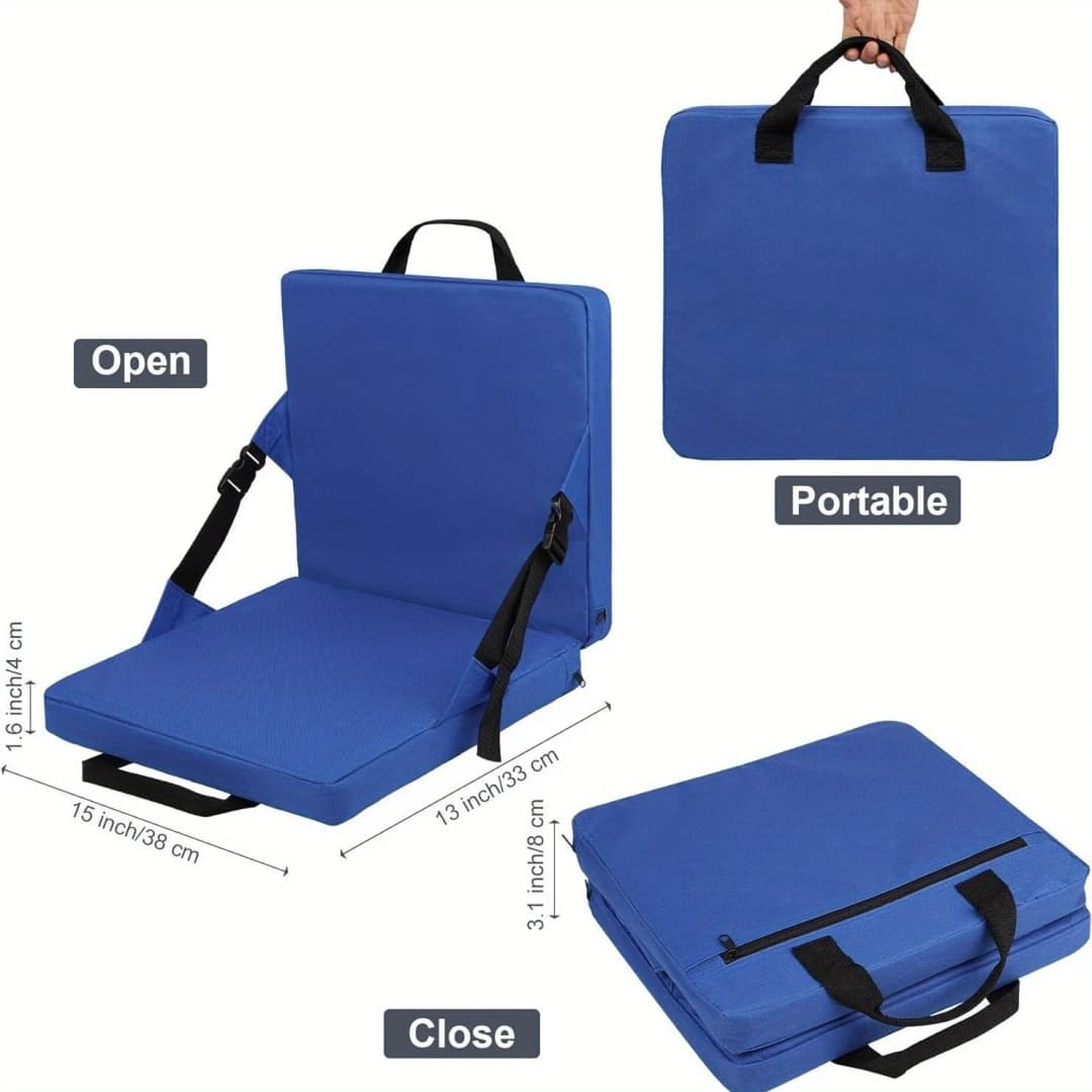 Portable Stadium Cushion 1.5in Thick Foldable Bleacher Seat with Handle Water-resistant Chair Pad for Sports Events & Camping - 5
