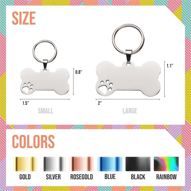 Stainless steel Personalized Engraving Anti-lost Dog ID Tag Customized Pet Name Puppy Collar Dog Cat Bone Tags Pet Supplies - 6