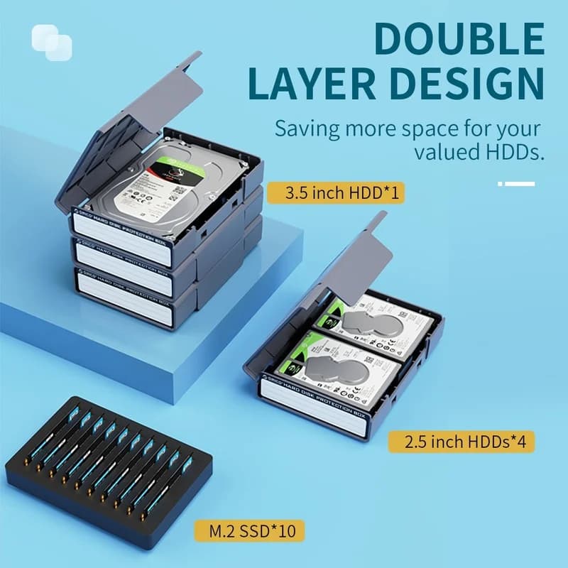 ORICO صندوق حماية SSD M.2 صندوق صلب مع ملصق لأقراص 2.5/3.5 بوصة صندوق تخزين مضاد للماء - 2