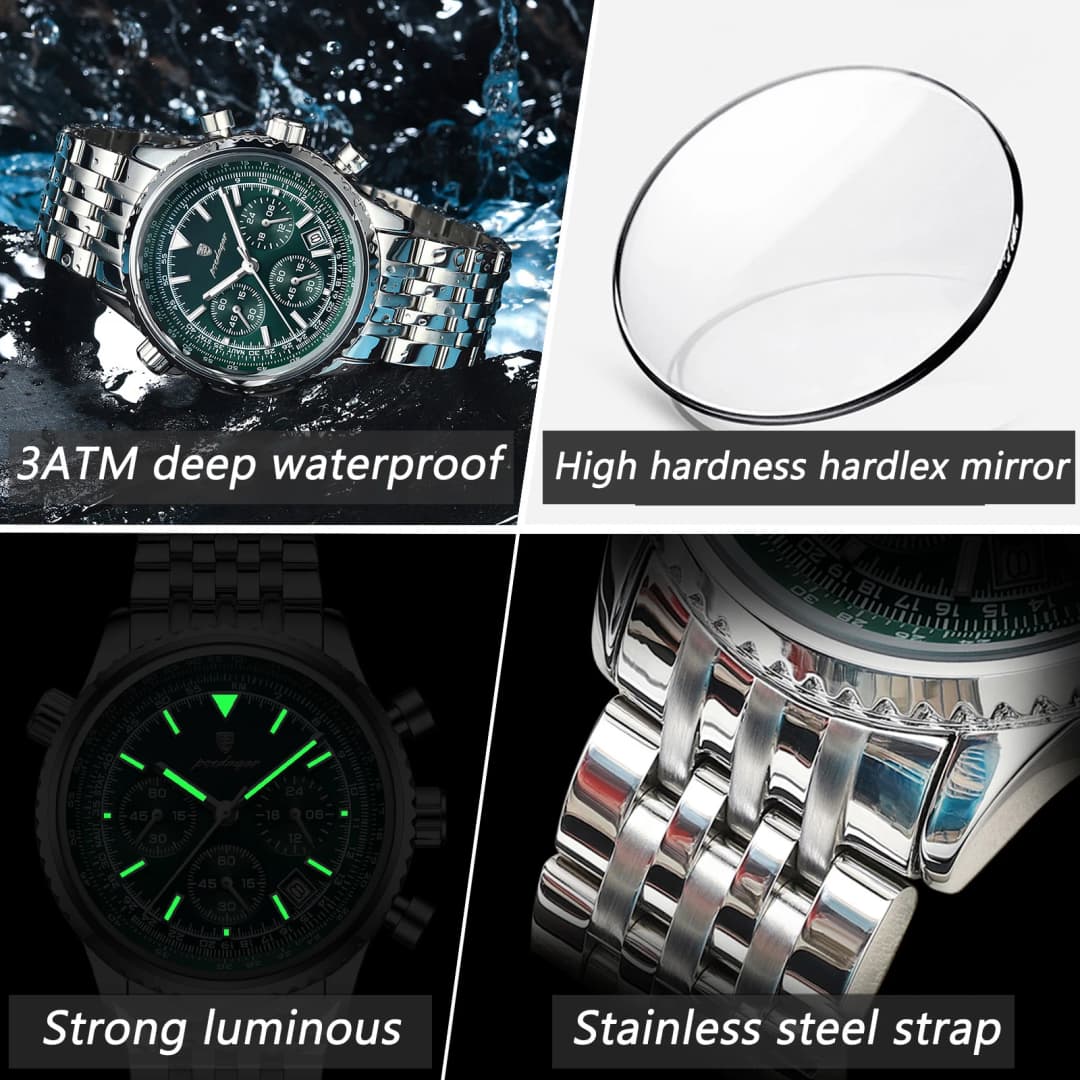 POEDAGAR Luxury Men's Watch Date Chronograph Stainless Steel Quartz Man Watch Waterproof Luminous Business Watches For Men Reloj - 4