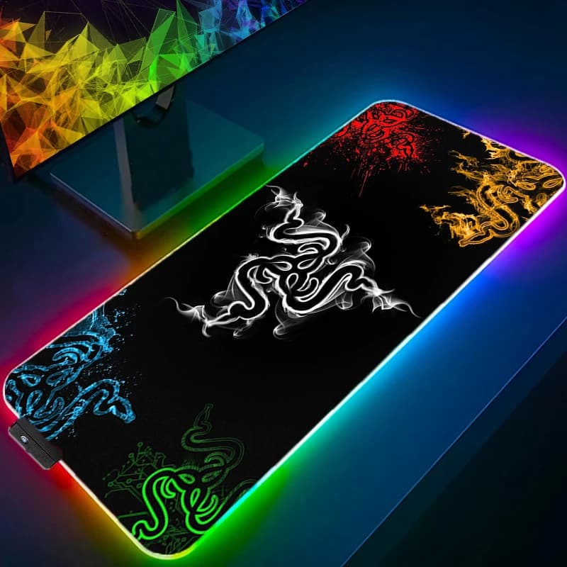 لوحة ماوس Razer RGB LED مع إكسسوارات كمبيوتر شخصي ولوحة ألعاب مطاطية غير قابلة للانزلاق ولوحة مفاتيح فاخرة - 5