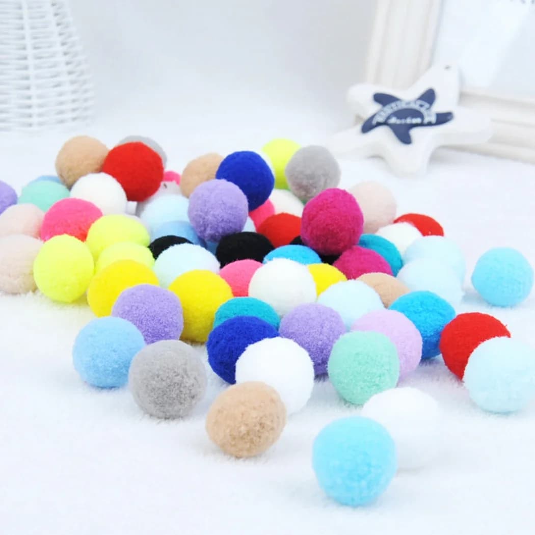 50/100 Pcs Cute Funny Cat Toys Stretch Plush Ball Cat Toy Ball Creative Colorful Interactive Cat Pom Pom Cat Chew Toy - 3