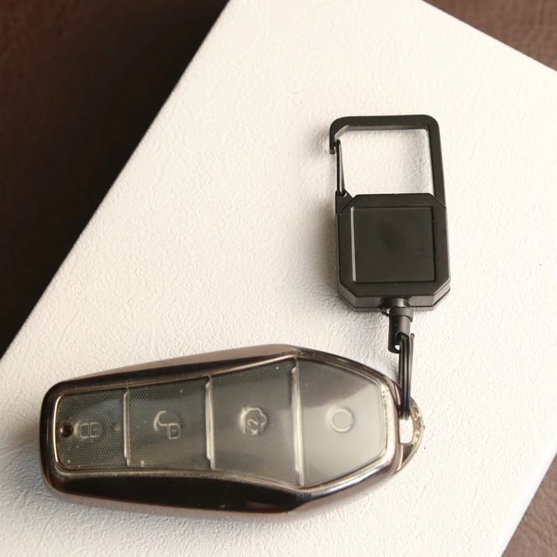 Retractable Key Ring Outdoor Anti-Loss Key Chain D-Shaped Climbing Carabiner Lanyard Easy-Pull Buckle Highly Elastic Key Ring - 4