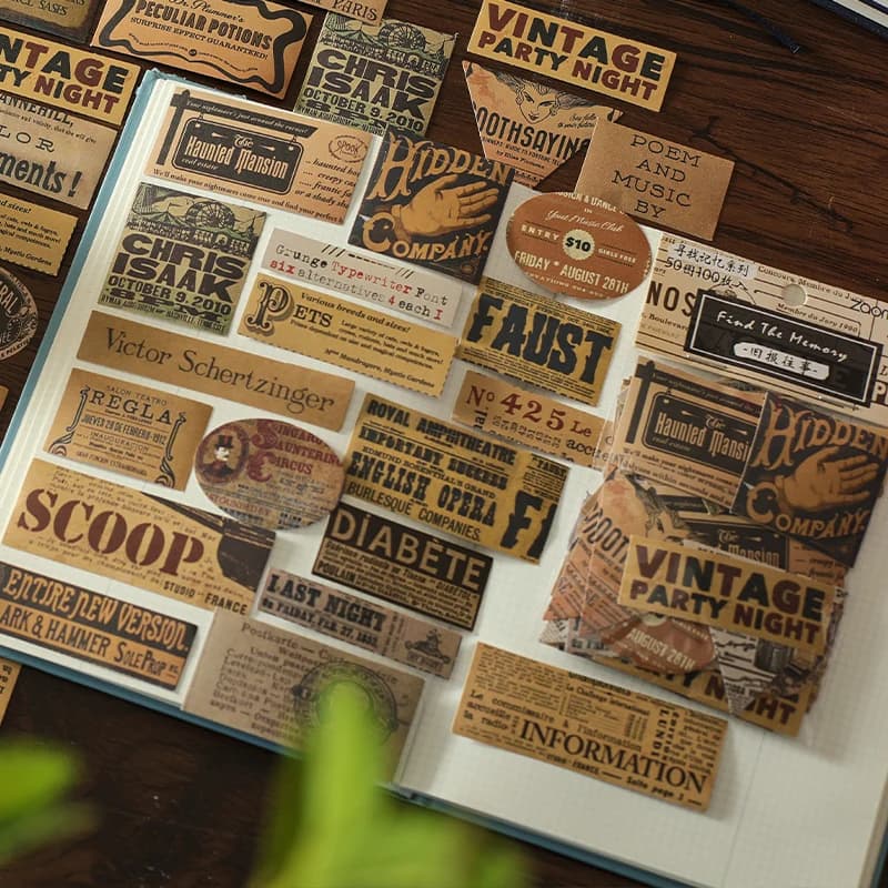 100 قطعة ملصقات زخرفية عتيقة، ألبوم يوميات، سكرابوكينغ، مادة مجمعة يدوية، لوازم مجلات غير مرغوب فيها - 5