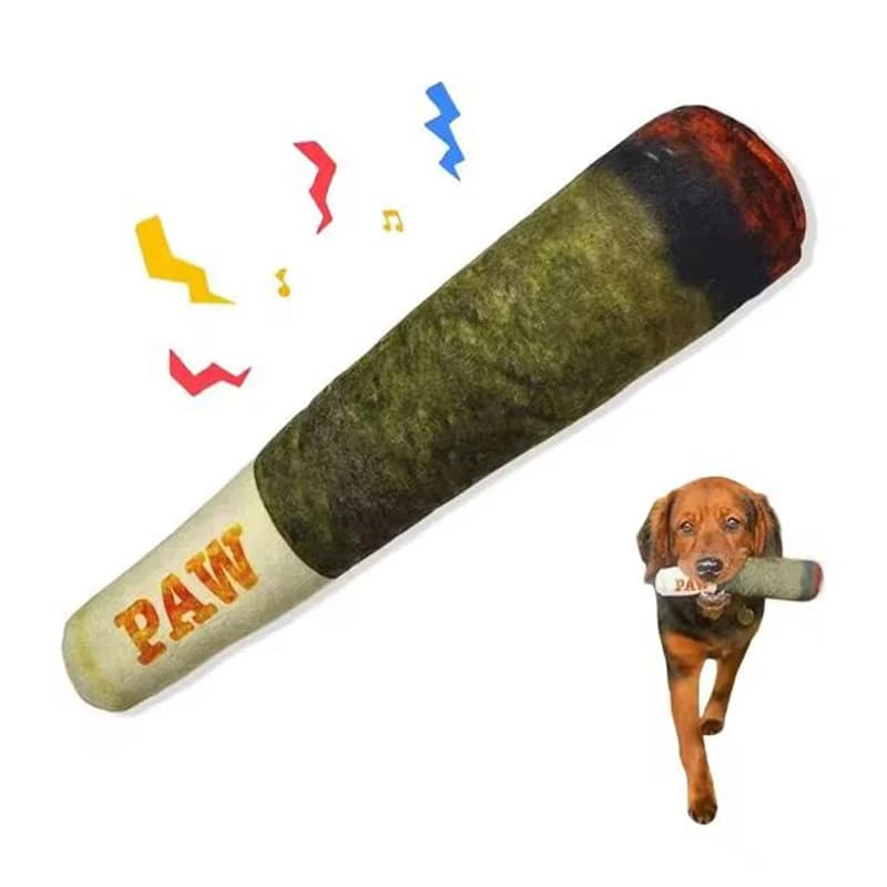 Funny Interactive Dog Toys - Cigar Design Plush Squeaky Pet Toys Grinding Teeth Creative Chew Toy For Small Medium Dog