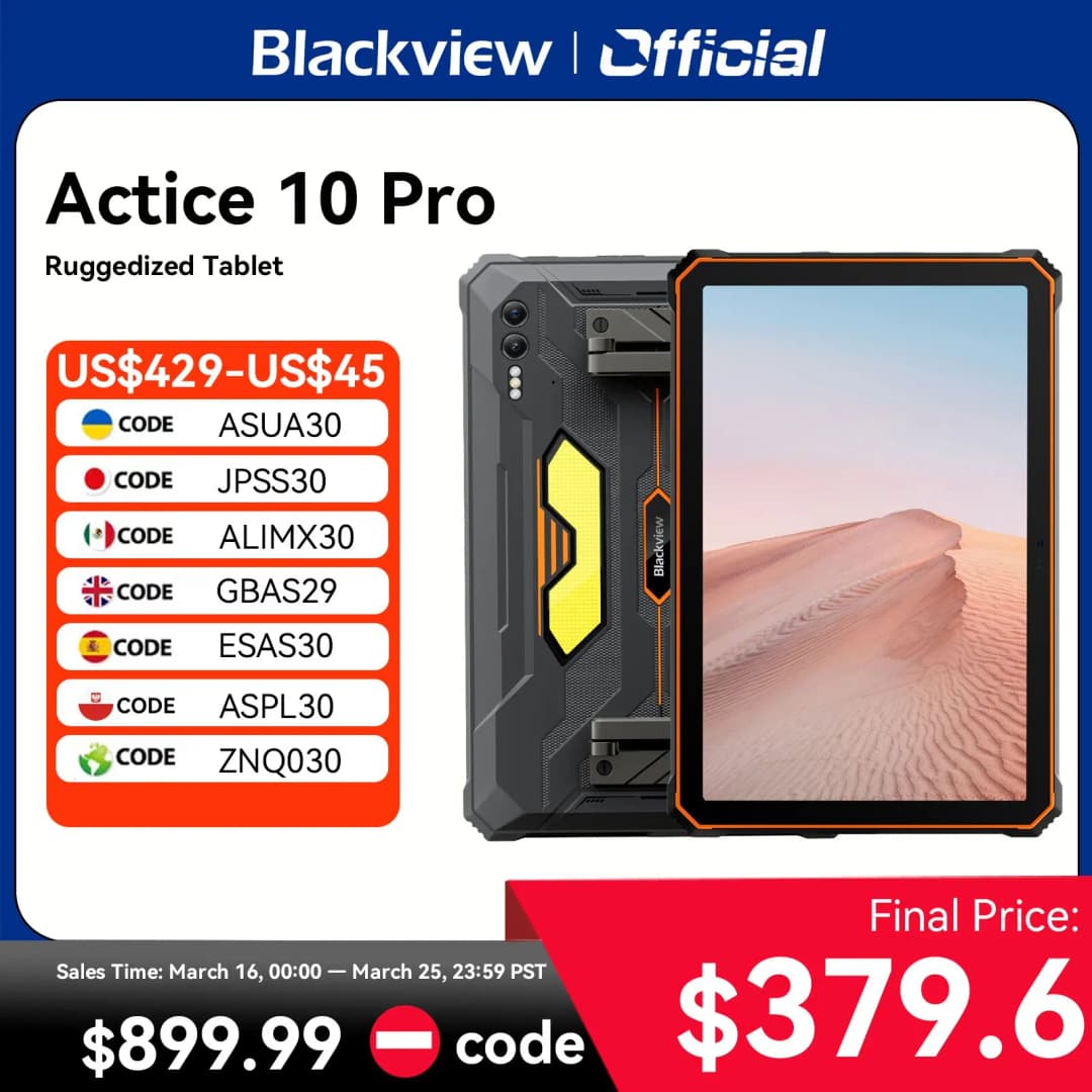 جهاز لوحي متين Blackview Active 10 Pro، يدعم 5G، معالج MTK 7300، شاشة 11 بوصة FHD+، ذاكرة رام 12 جيجابايت، ذاكرة داخلية 512 جيجابايت، بطارية 30000 مللي أمبير، كاميرا 108 ميجابكسل