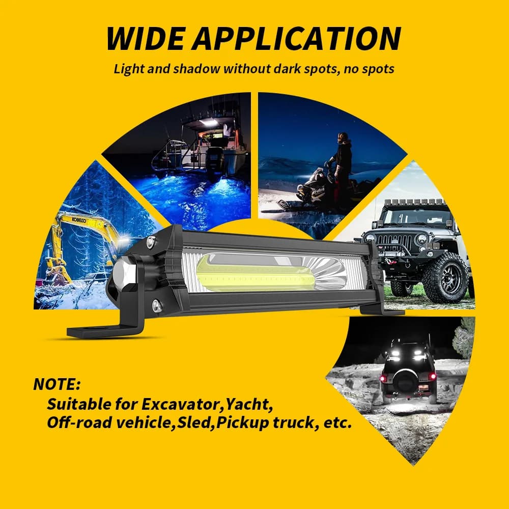 LED Car Work Light Bar COB Spotlight Offroad 12V 24V 6000K LED Headlight Off-road SUV Waterproof Engineering Headlamp Driving - 5