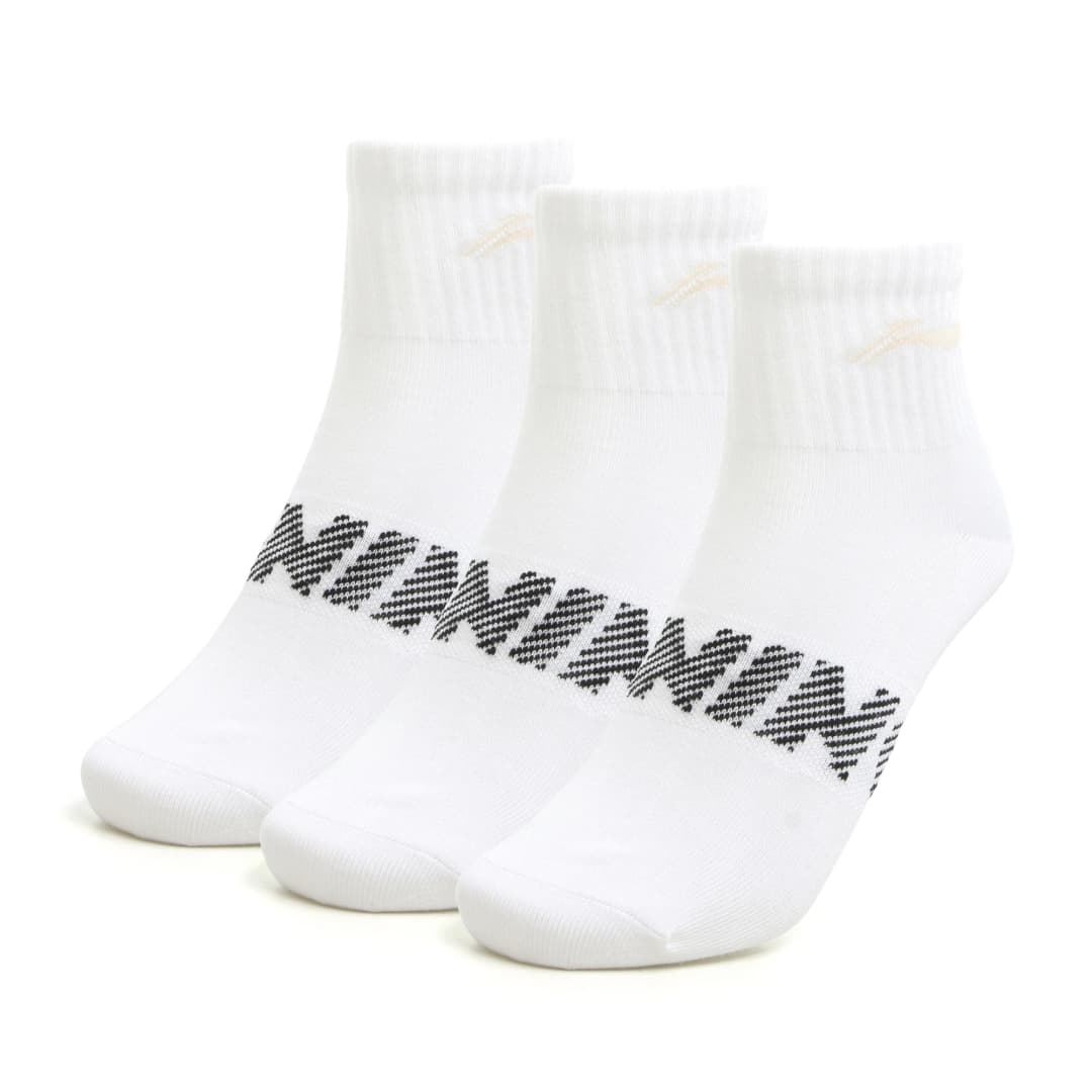 لي-نينغ للجنسين 3 أزواج جوارب بتصميم رياضي للرجال والنساء مقاس 22-28 سم، جوارب مريحة وتنفس بحروف لي-نينغ موديل AWSU025 - 4