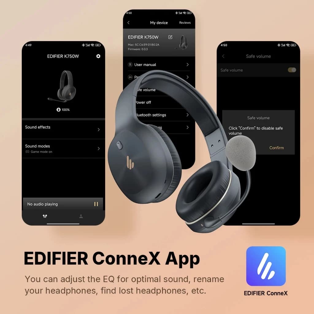 Edifier K750W Wireless Stereo Headset with Ajustable Boom Mic Bluetooth V5.4 Headphones Multipoint Connection 55H Playtime - 6