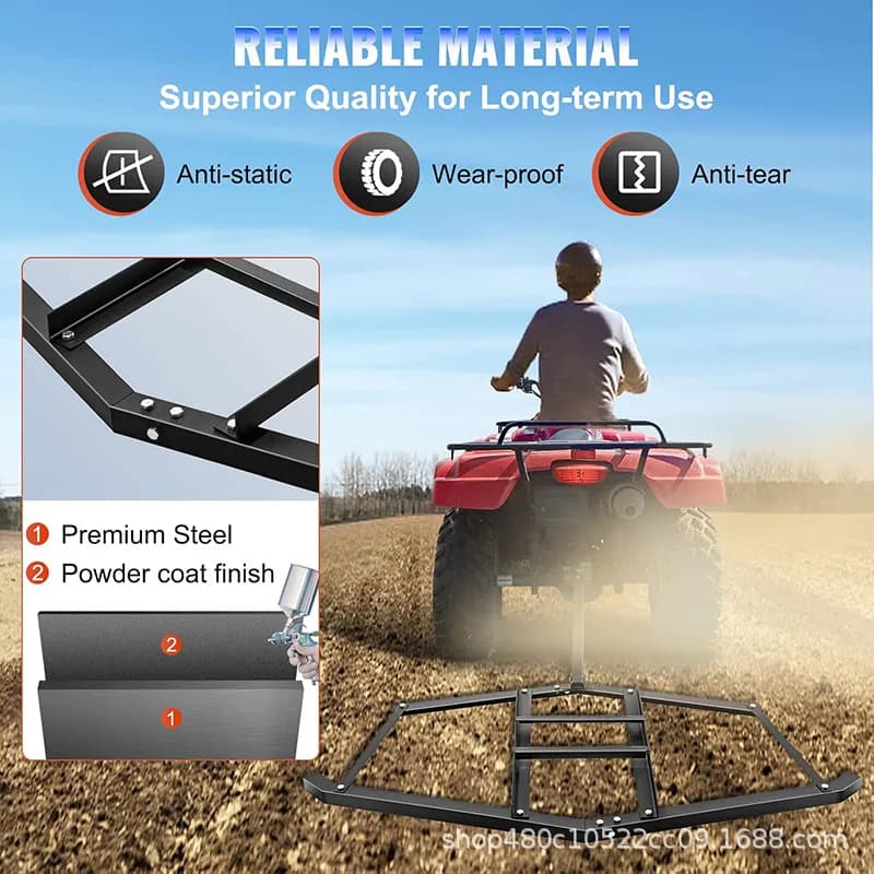 Trailer leveling rake VEVOR driveway tractor rake heavy duty steel ATV UTV garden lawn level rake - 4