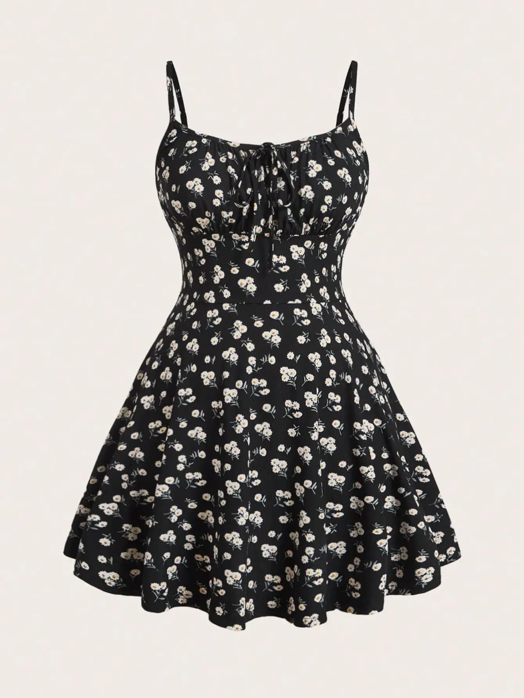 فستان كاميسول بلا أكمام رفيع الحزام أنيق مطبوع بالزهور موضة جديدة - 3