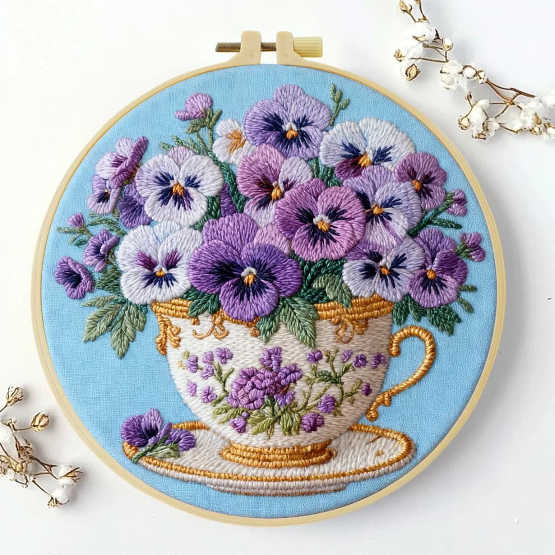 1pc 20X20CM/15X15CM 7.87/6.3inch Flower Embroidery Starter Kit DIY kit DIY embroidery kit manualidades Needle Art Home Decor - 3