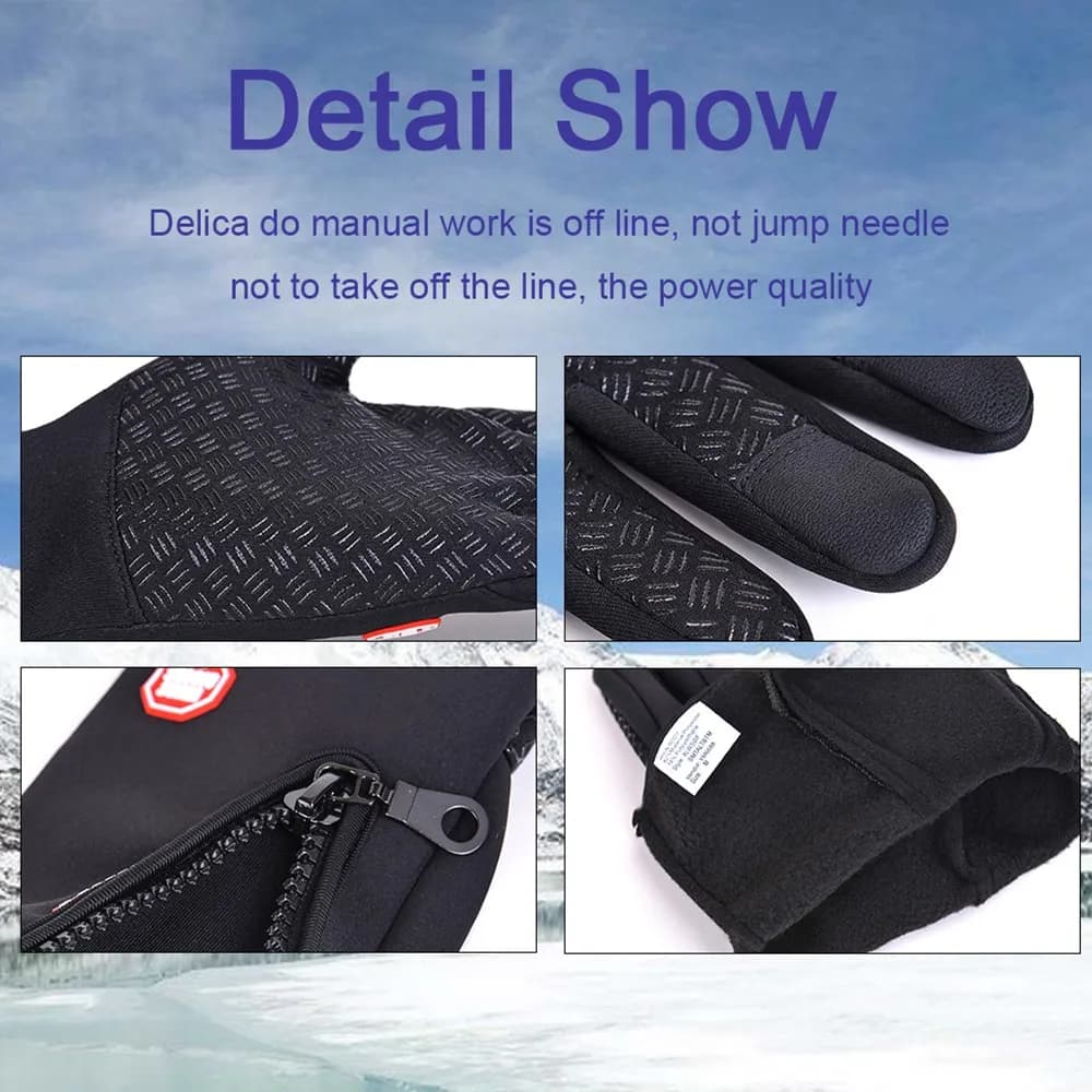 Winter Cycling Gloves Men Women Motorcycle Fleece Sport Zipper Autumn Touch Screen Warm Water-Repellent Windproof Non-slip Glove - 4