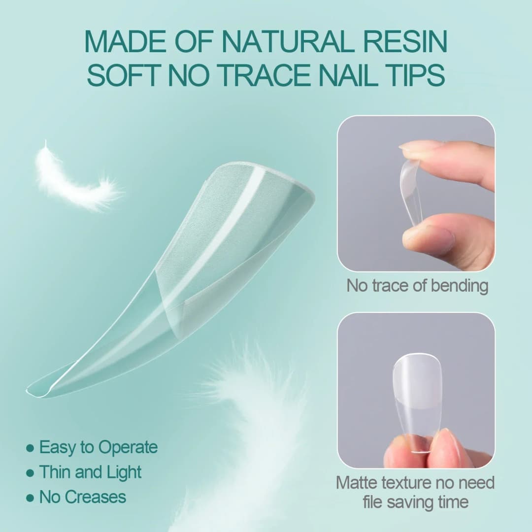 Nailpop 120pcs/box Gel X Nail Tips Medium Short Shape Almond/Square/Soft Gel Nail Tips False Nails Soak Off Easy Nail Extensions - 2